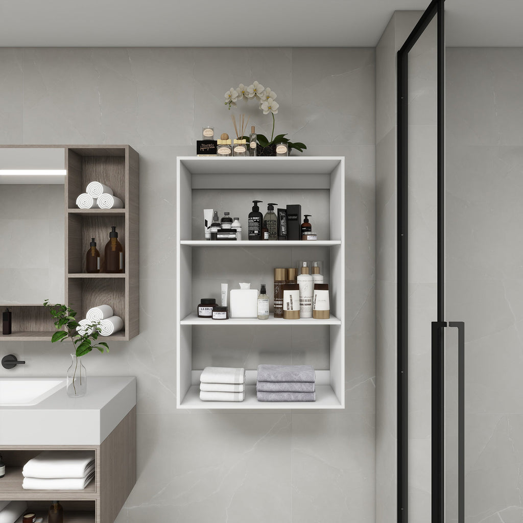 B4 Bathroom colset shelves Wood Modular Closet System Wall Mounted Shelves Walk in Clothes Storage Cabinet Shelving Built in Closet Organizer for Bedroom White 31.49''W x 16.04''D x 47.24''H Axl
