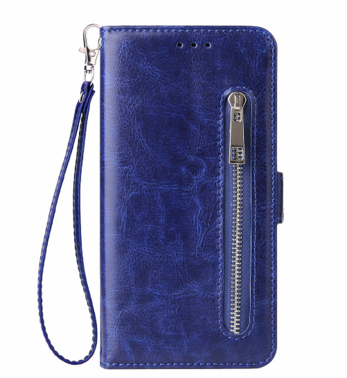 Multi-Function Zipper Wallet Case for iPhone Models Axl iPhone8 7 Blue