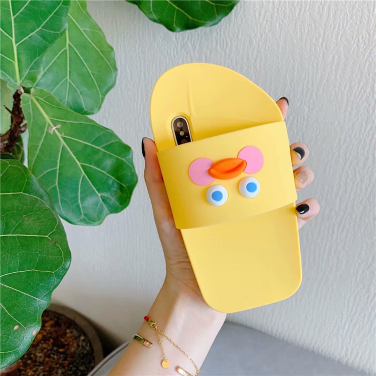Cute Duck Slipper Silicone iPhone Case – Cartoon Cover