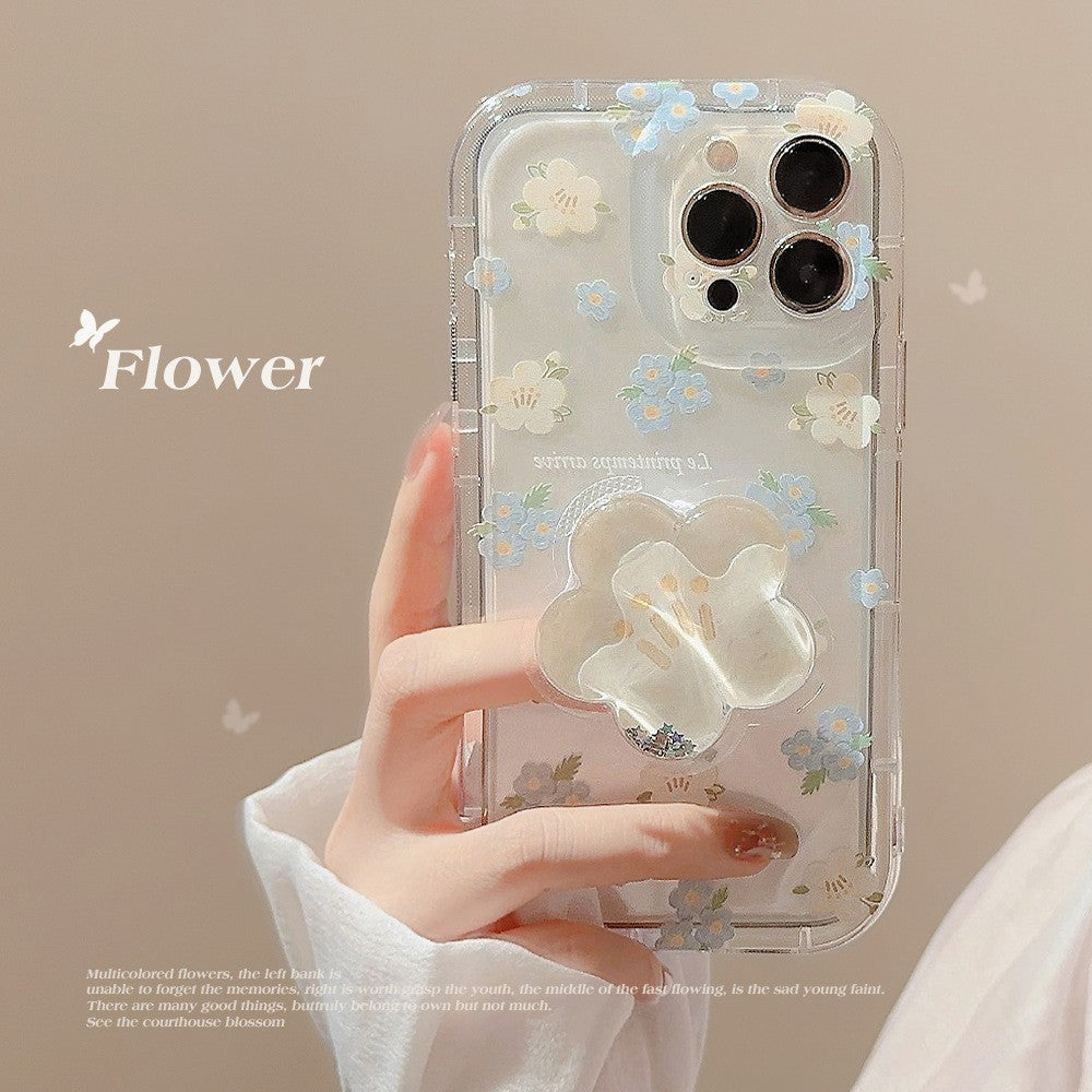 Floral TPU iPhone Case with Kickstand – Fits iPhone 11–15