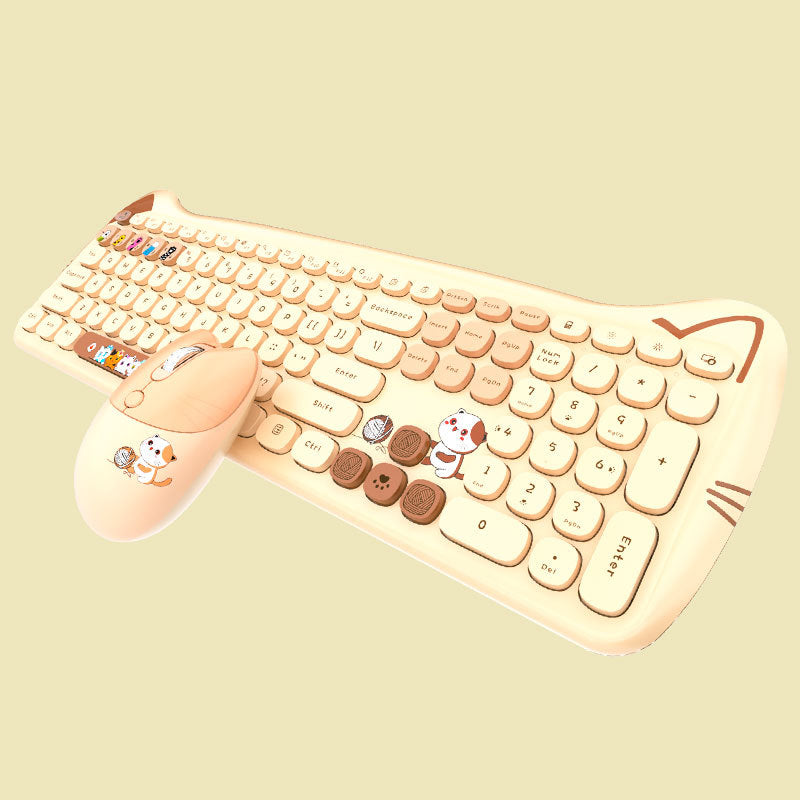 Wireless Keyboard and Mouse Set for Girls (Punk Style) Axl Meow Meng PLUS yellow mixed color (new without mouse pad)