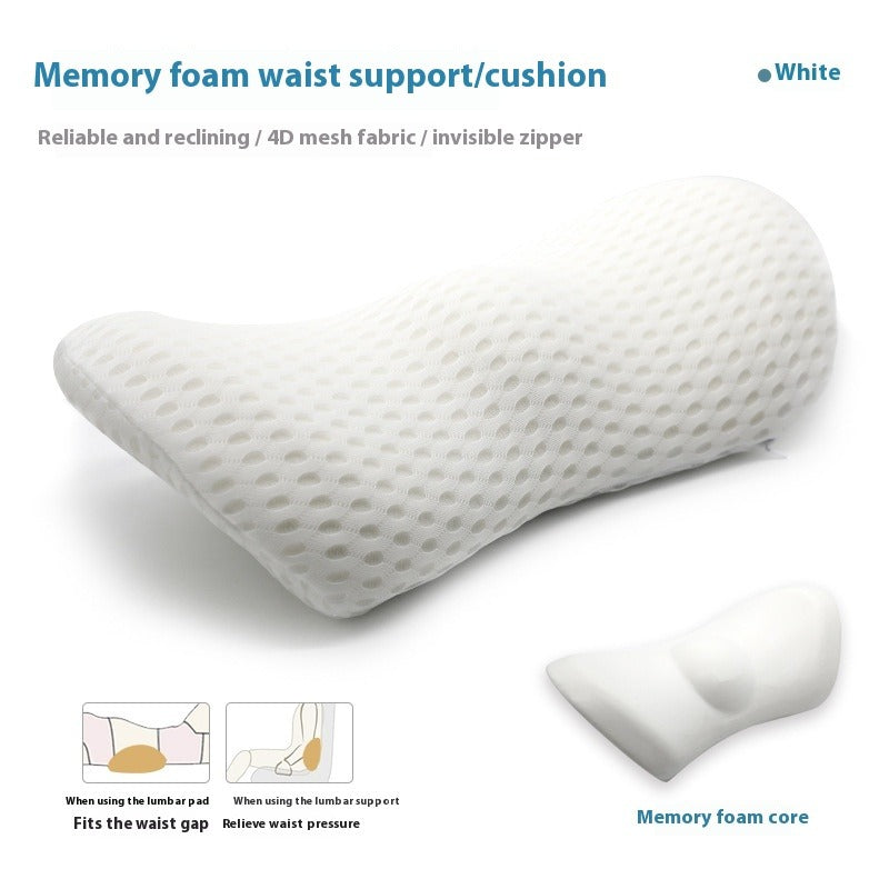 Memory Foam Lumbar Support Pillow Axl White Mesh Ingot 46×23×11cm