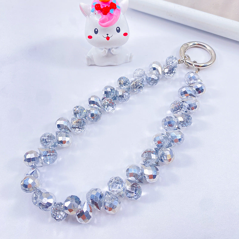 Creative Crystal Phone Chain with Elegant Beads and Design Axl 16 half silver