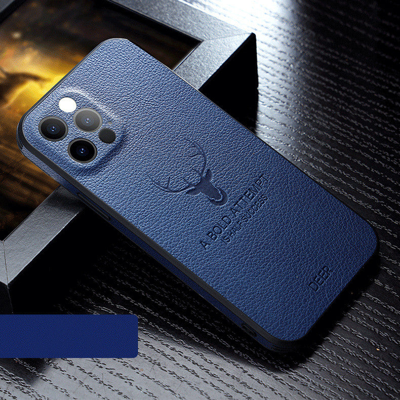 Leather-Grain Anti-Drop Full-Cover iPhone Case | Lens Guard iPhone Protective Case Axl Blue / IPhone12